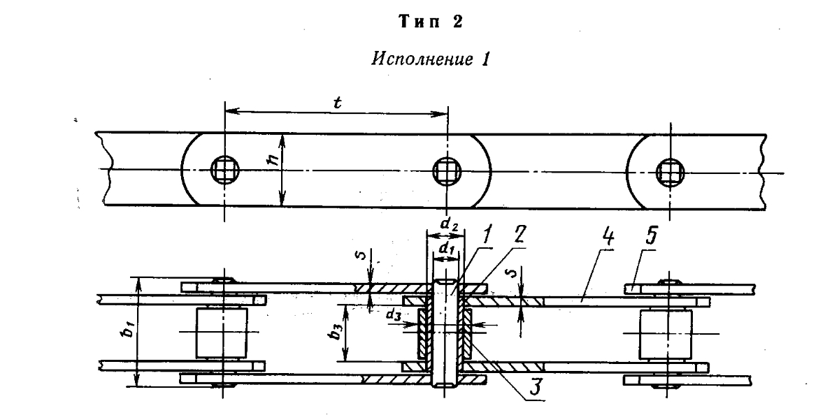 Цепь роликовая тип 2 чертеж