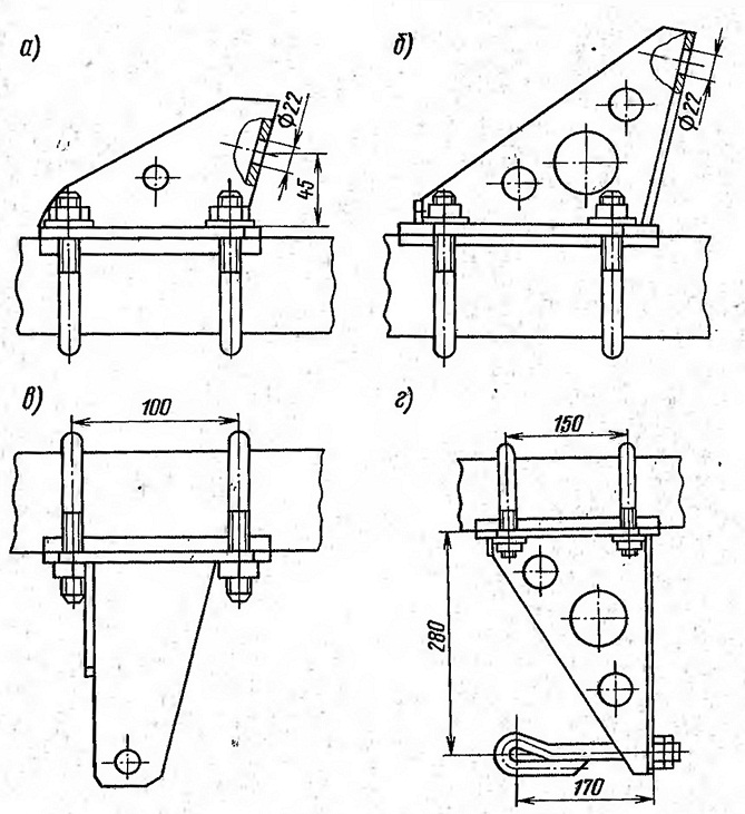 Кронштейны тяги КН и КВ чертеж