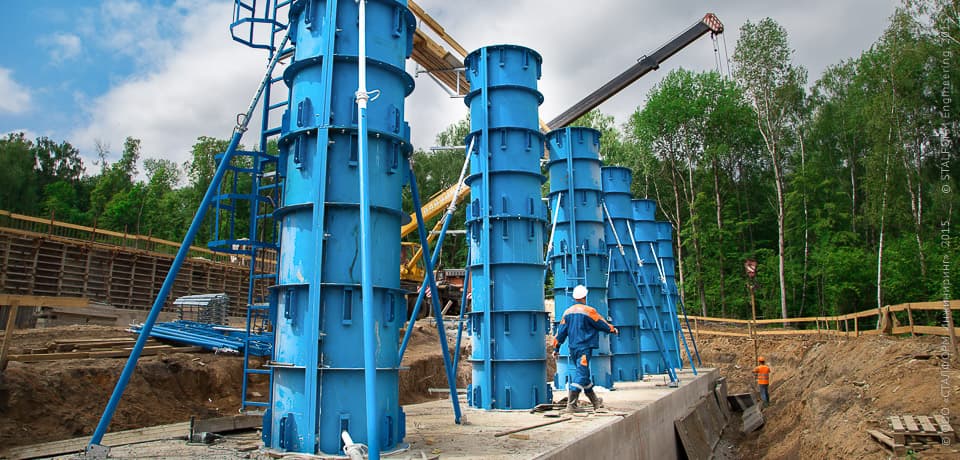 Опалубка круглых мостовых колонн