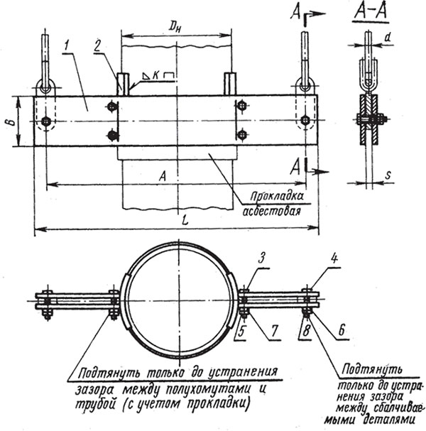 Хомуты подвесок вертикальных трубопроводов МН 3950-62 Хомуты подвесок вертикальных трубопроводов МН 3950-62