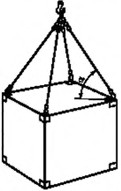 Зацепка грузового контейнера 1D четырехветвевым стропом за верхние угловые фитинги Зацепка грузового контейнера 1D четырехветвевым стропом за верхние угловые фитинги