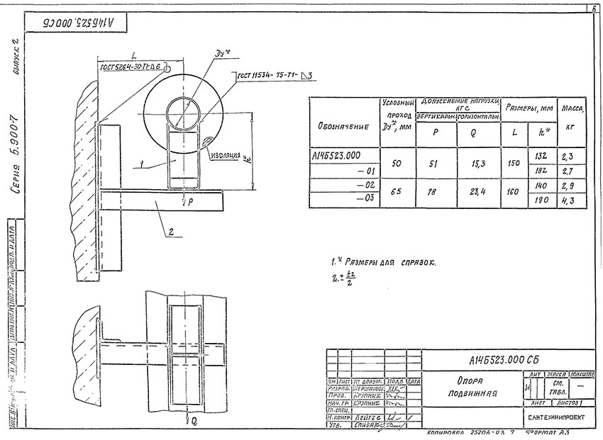 Опоры подвижные А14Б 523.000 Опоры подвижные А14Б 523.000