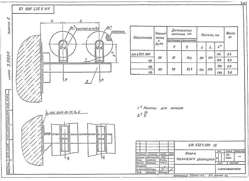 Опоры подвижные двухрядные А14Б 527.000 Опоры подвижные двухрядные А14Б 527.000