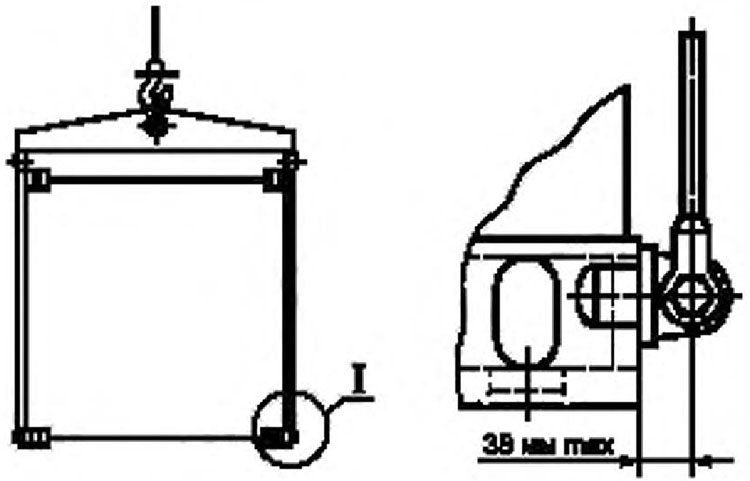 Приспособление для зацепки контейнера за нижние угловые фитинги Приспособление для зацепки контейнера за нижние угловые фитинги