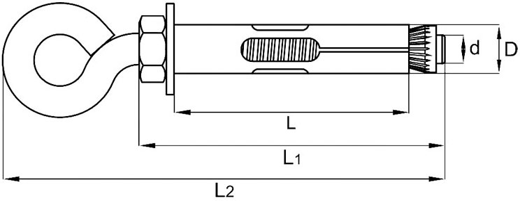 Чертеж анкерного болта с кольцом