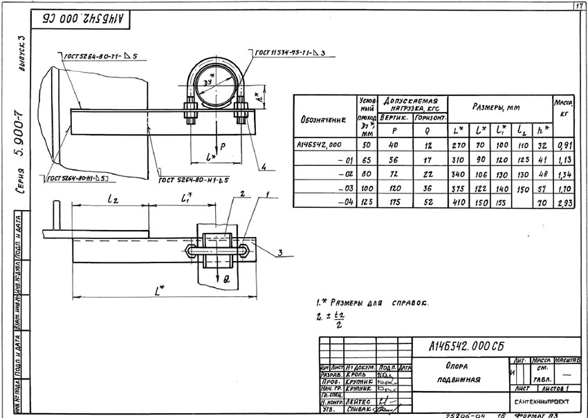 Опоры подвижные А14Б 542.000 Опоры подвижные А14Б 542.000