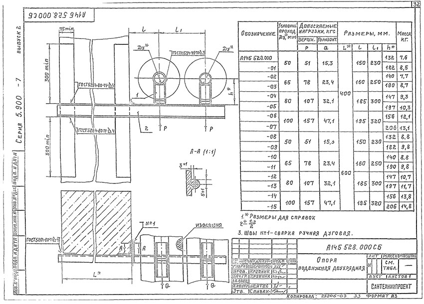 Опоры подвижные двухрядные А14Б 528.000 Опоры подвижные двухрядные А14Б 528.000