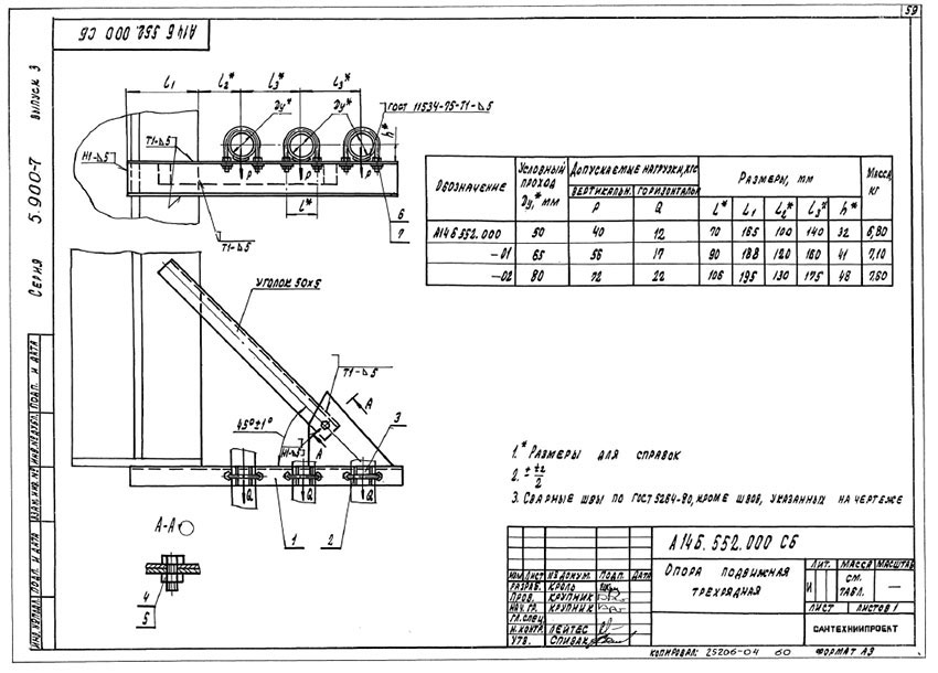 Опоры подвижные трехрядные А14Б 552.000 Опоры подвижные трехрядные А14Б 552.000