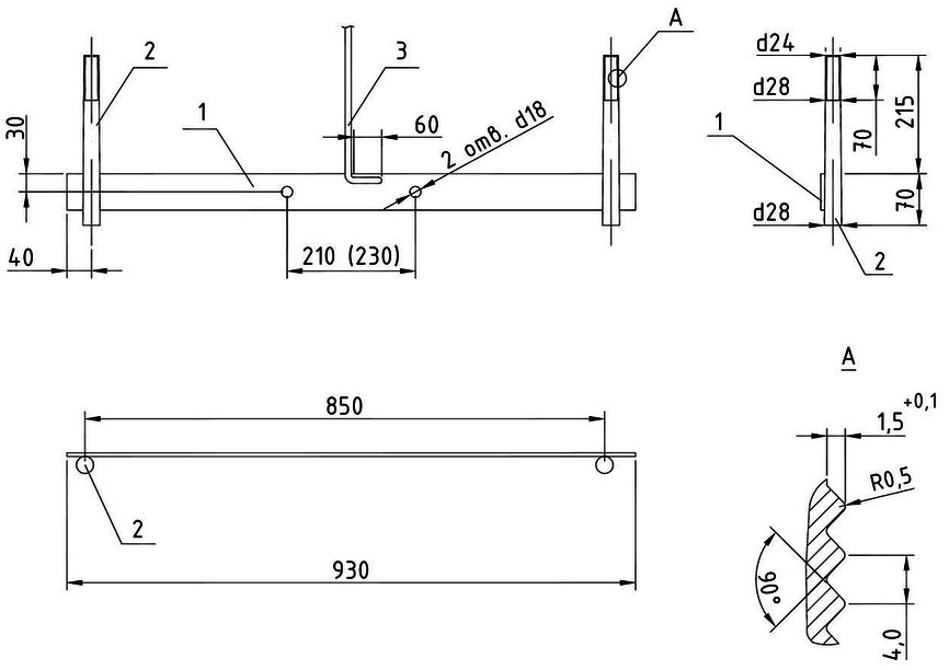 Чертеж траверсы ТМs60 (27.0002-25)