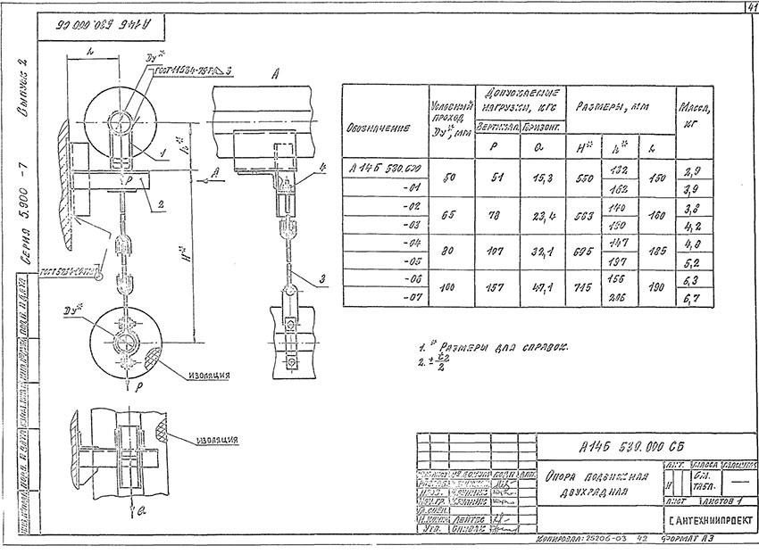 Опоры подвижные двухрядные А14Б 530.000 Опоры подвижные двухрядные А14Б 530.000