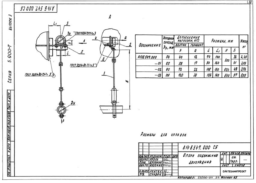 Опоры подвижные двухрядные А14Б 547.000 Опоры подвижные двухрядные А14Б 547.000