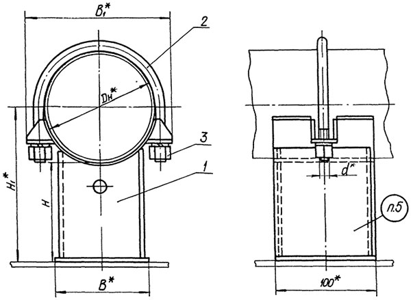 Опоры скользящие хомутовые ОСТ 34 258-75