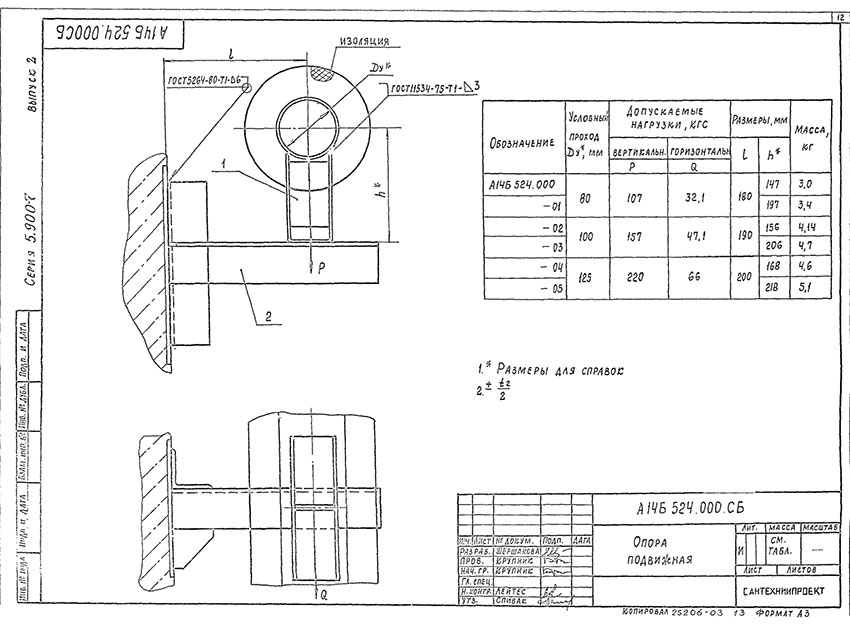Опоры подвижные А14Б 524.000 Опоры подвижные А14Б 524.000