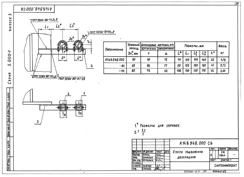 Опоры подвижные двухрядные А14Б 546.000 Опоры подвижные двухрядные А14Б 546.000