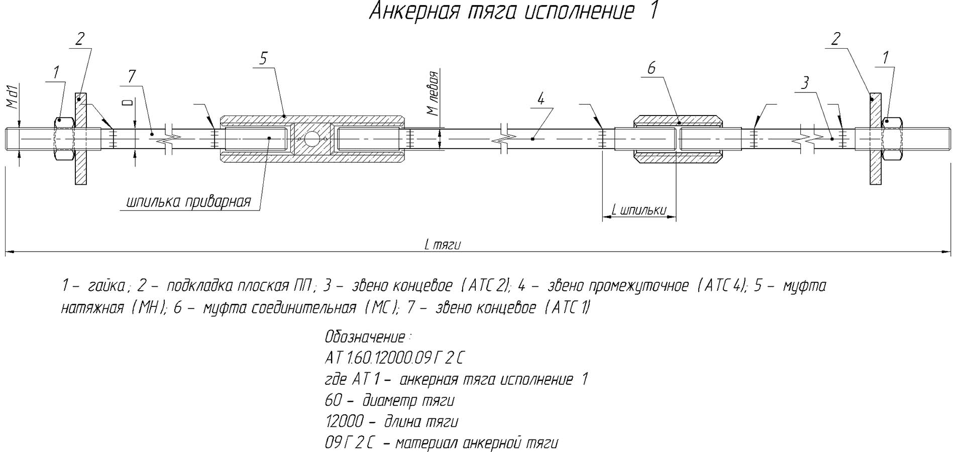 Анкерная тяга исполнение 1 Анкерная тяга исполнение 1