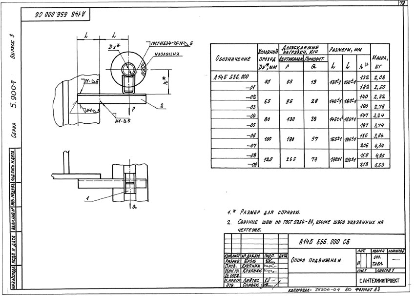 Опоры подвижные А14Б 556.000 Опоры подвижные А14Б 556.000