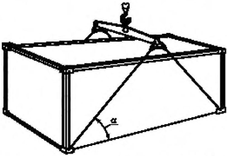 Зацепка грузового контейнера линейной поперечной траверсой за нижние угловые фитинги Зацепка грузового контейнера линейной поперечной траверсой за нижние угловые фитинги